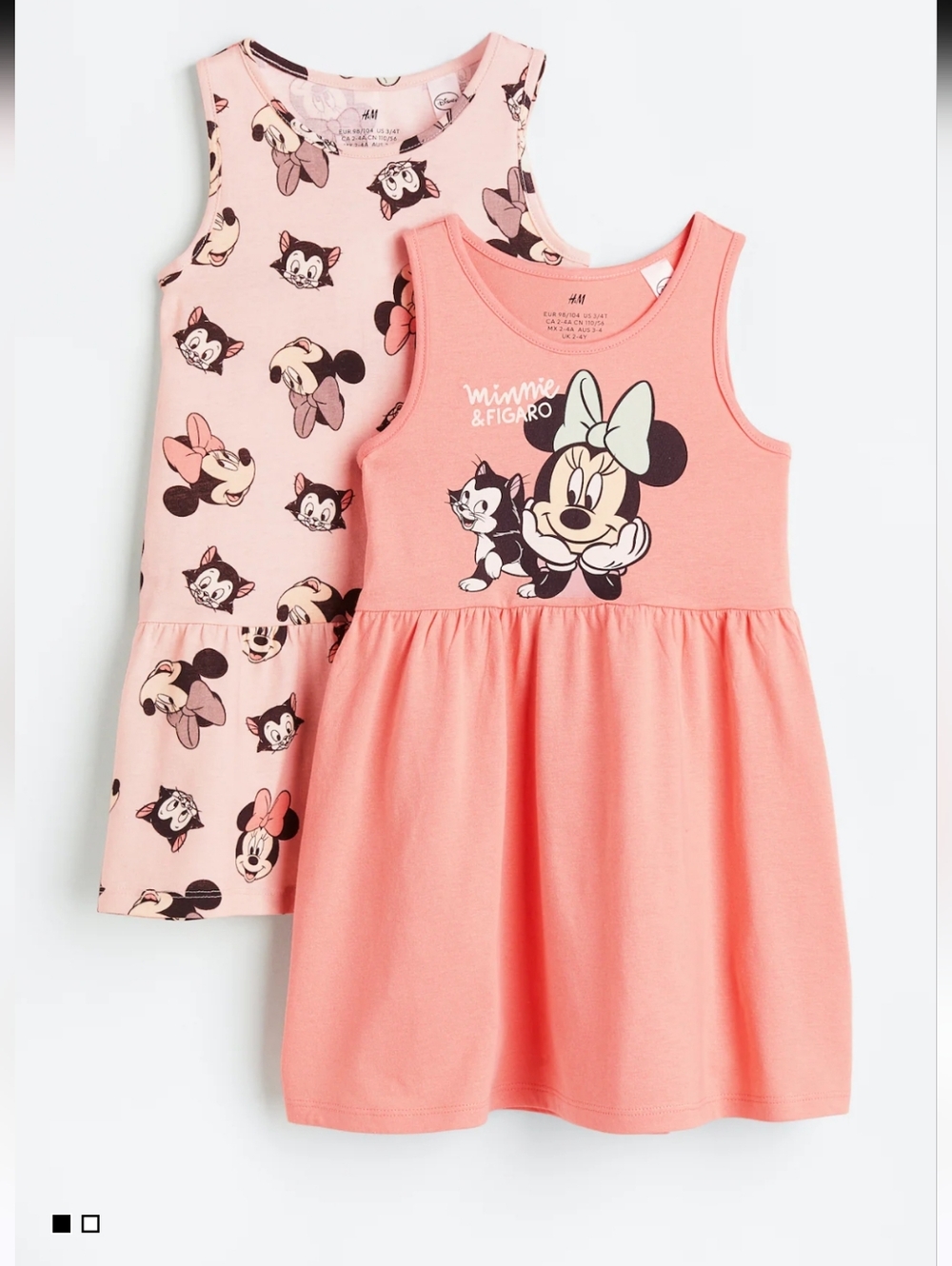 H&M Coral and Light Pink Minnie & Figaro Sleeveless Dress Set, Size 6-7